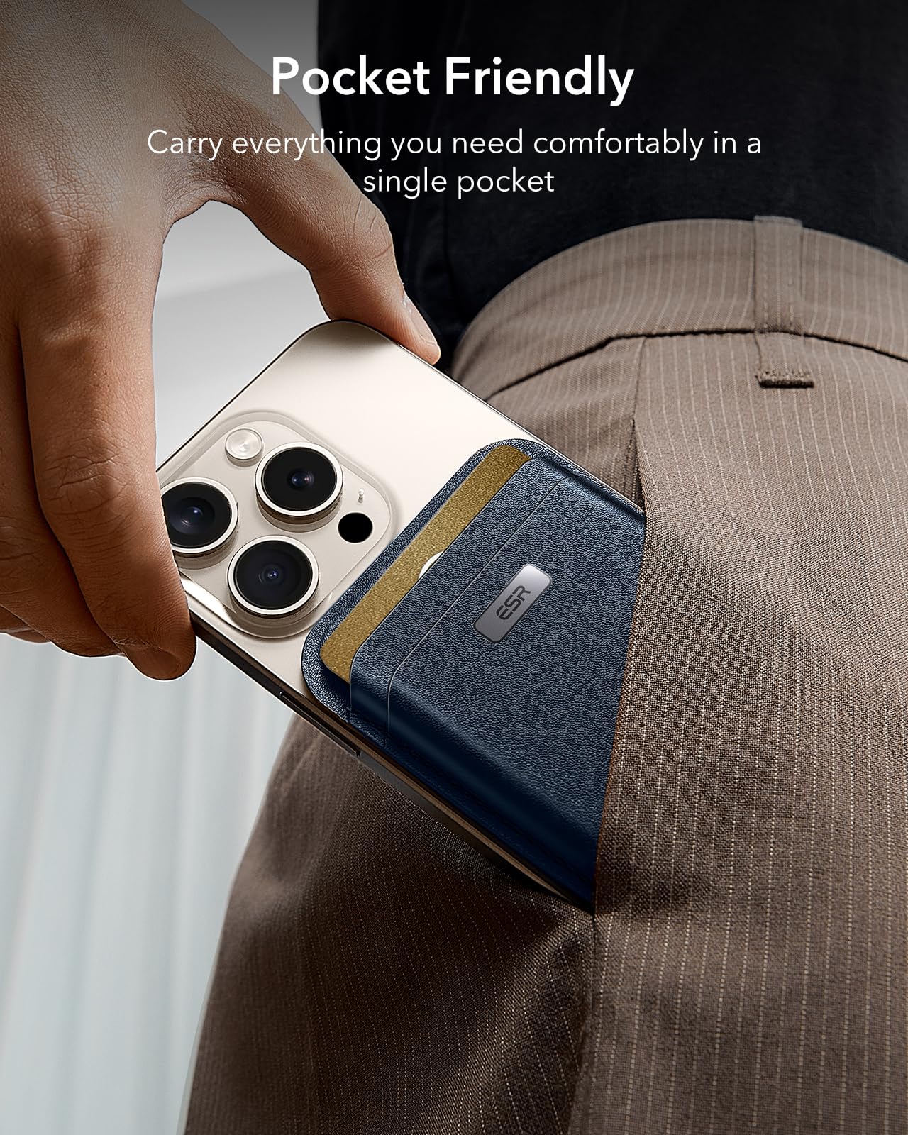 Foto 7 pulgar | Cartera Magsafe Esr Classic Geo Para Iphone 12/16, Color Azul Oscuro - Venta Internacional.