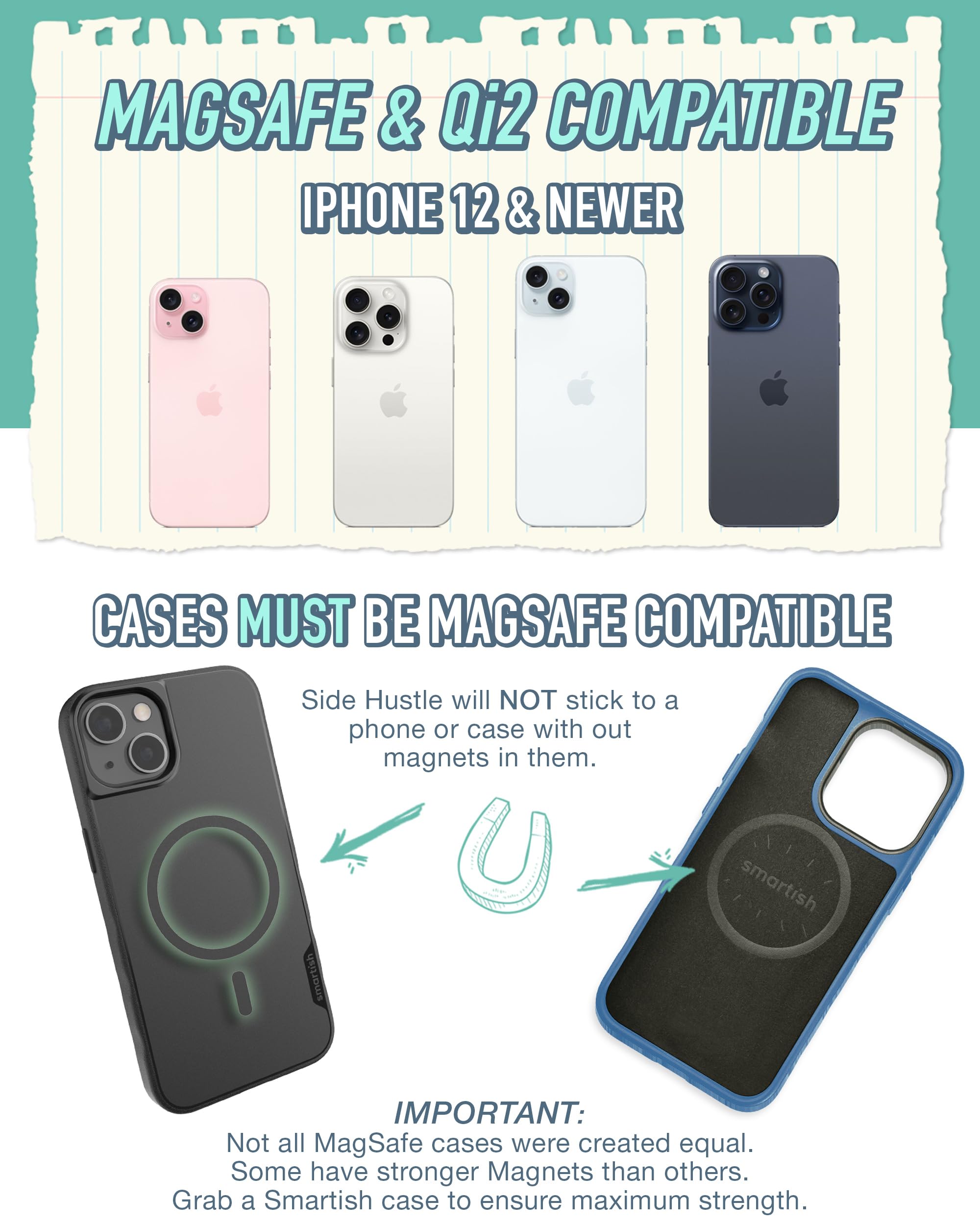 Foto 5 | Funda Smartish Side Hustle Para Iphones Magsafe, Color Negro - Venta Internacional.