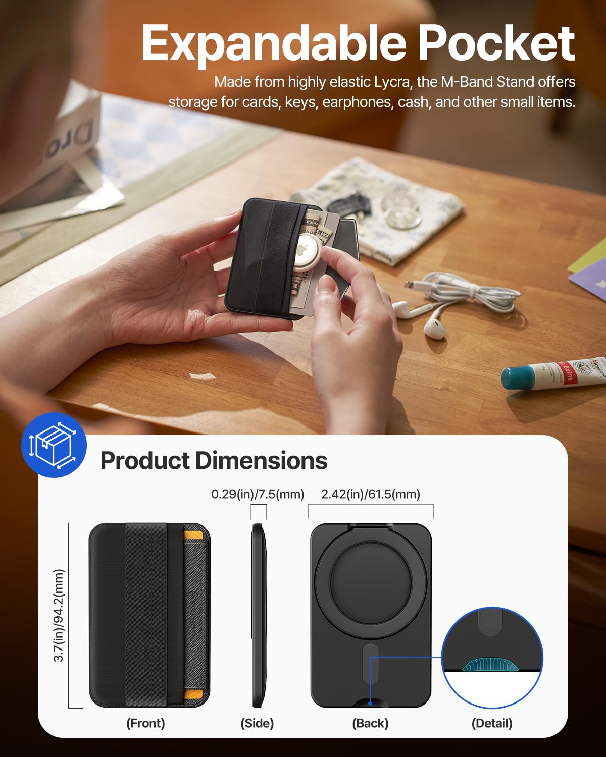 Foto 6 | Soporte Magnético Tipo Cartera Sinjimoru Para Iphone Magsafe, Color Negro - Venta Internacional.