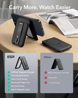 Foto 2 | Tarjetero Magsafe Wallet Esr 5 Con Soporte Para Iphone, Color Negro - Venta Internacional.