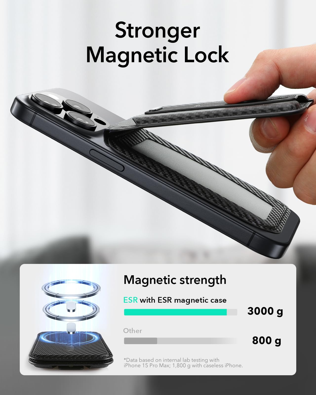 Foto 4 pulgar | Tarjetero Magsafe Wallet Esr 5 Con Soporte Para Iphone, Color Negro - Venta Internacional.
