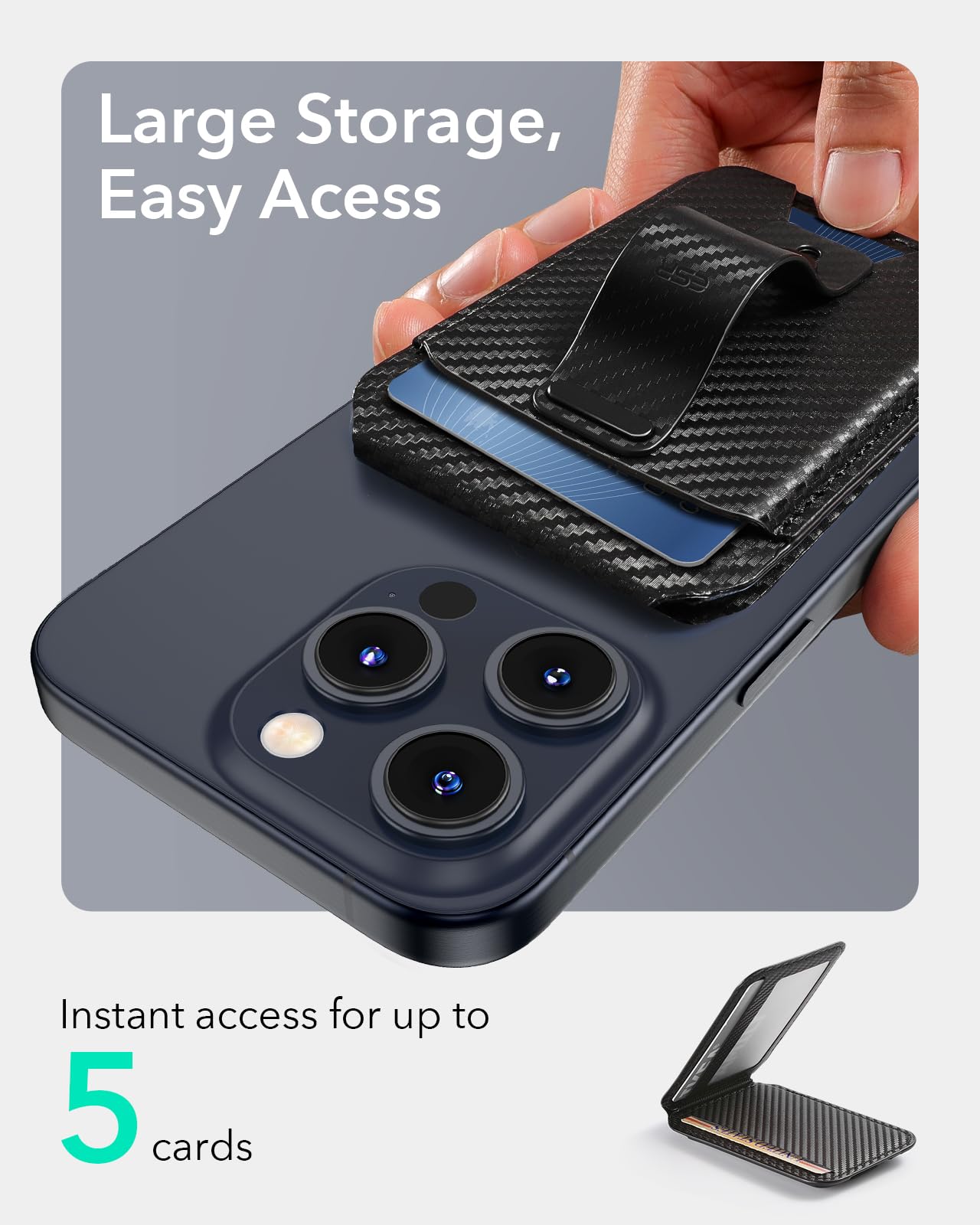Foto 6 pulgar | Tarjetero Magsafe Wallet Esr 5 Con Soporte Para Iphone, Color Negro - Venta Internacional.
