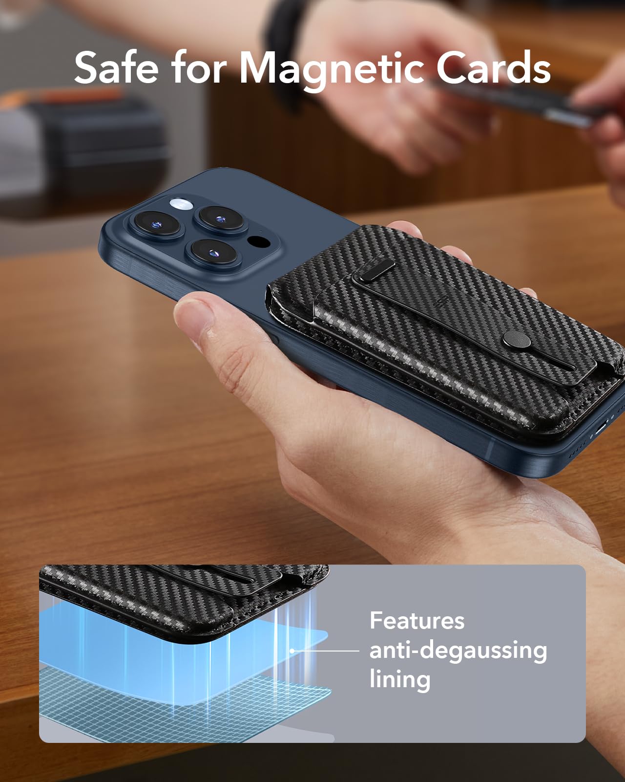 Foto 8 pulgar | Tarjetero Magsafe Wallet Esr 5 Con Soporte Para Iphone, Color Negro - Venta Internacional.