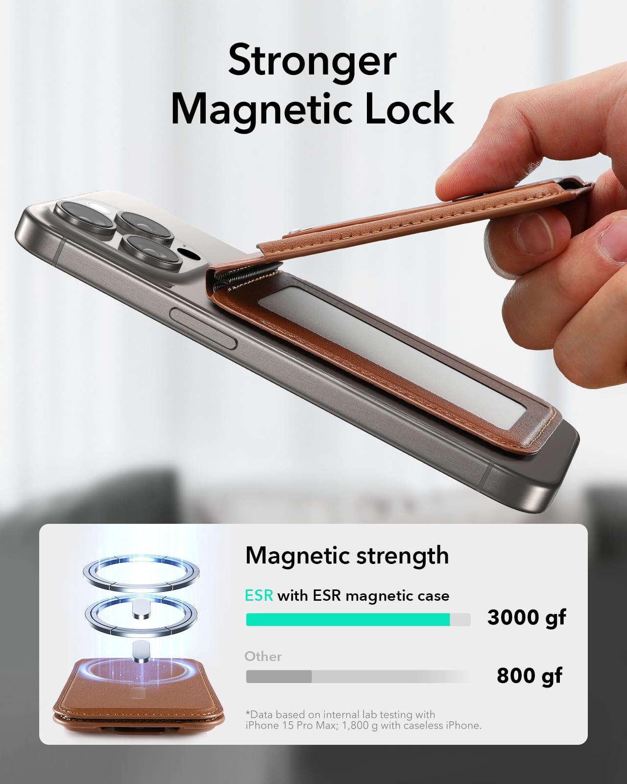 Foto 4 pulgar | Tarjetero Magsafe Wallet Esr 5 Con Soporte Ajustable, Color Marrón - Venta Internacional.