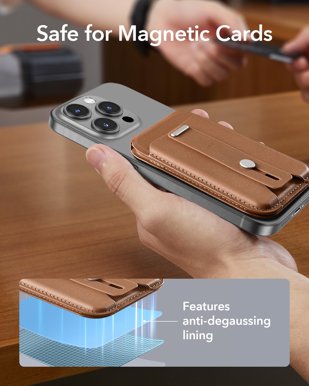 Foto 8 pulgar | Tarjetero Magsafe Wallet Esr 5 Con Soporte Ajustable, Color Marrón - Venta Internacional.