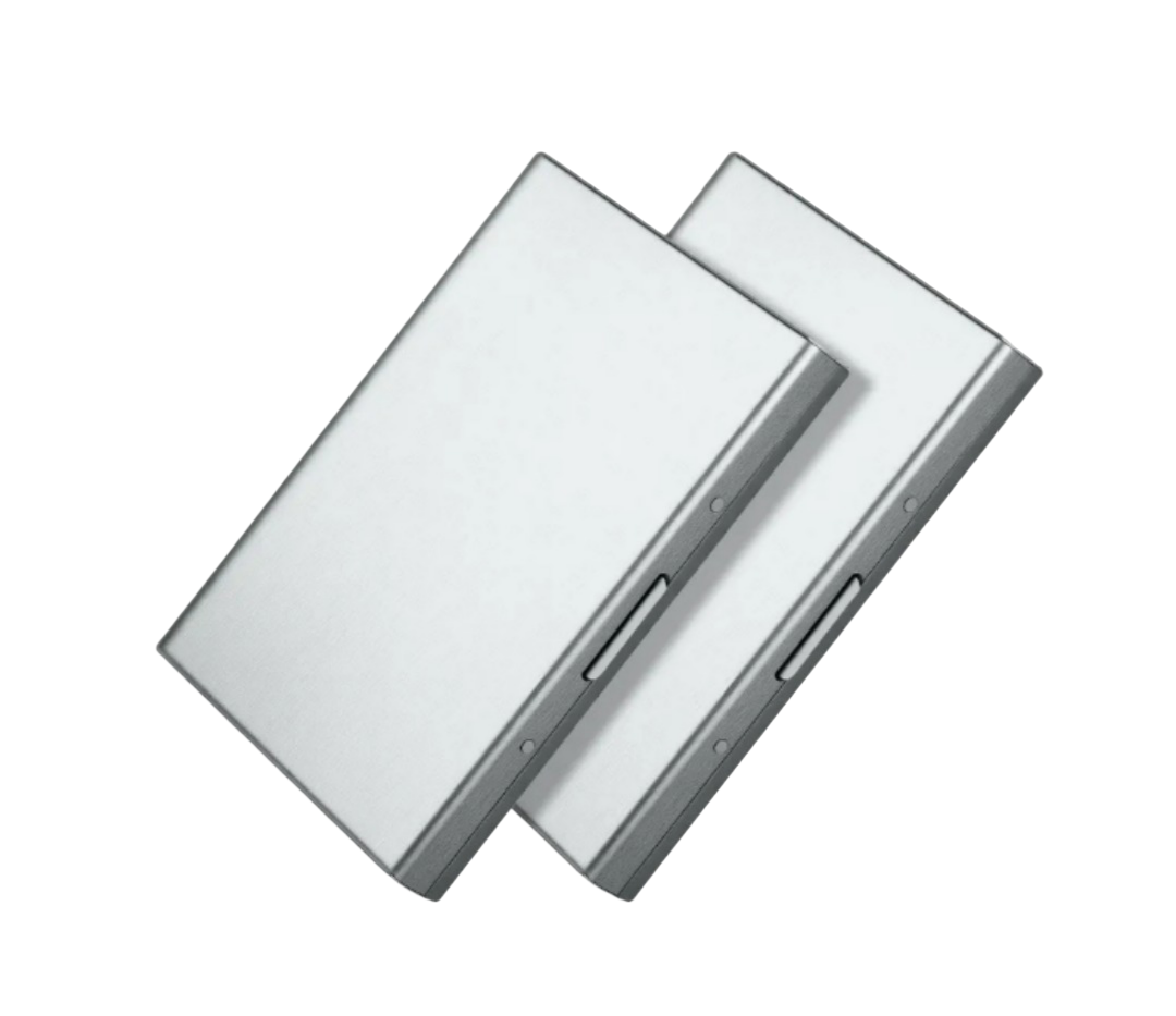 Xtellar Pack De 2 Tarjeteros De Acero Inoxidable - Compacto, Seguro Y Elegante