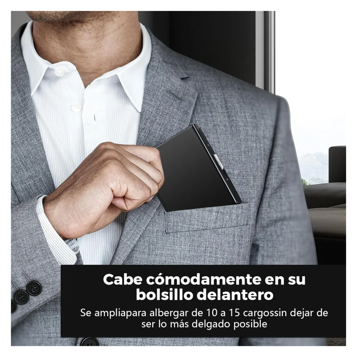 Foto 4 pulgar | Tarjetero De Acero Inoxidable 1pz Belug  Negro