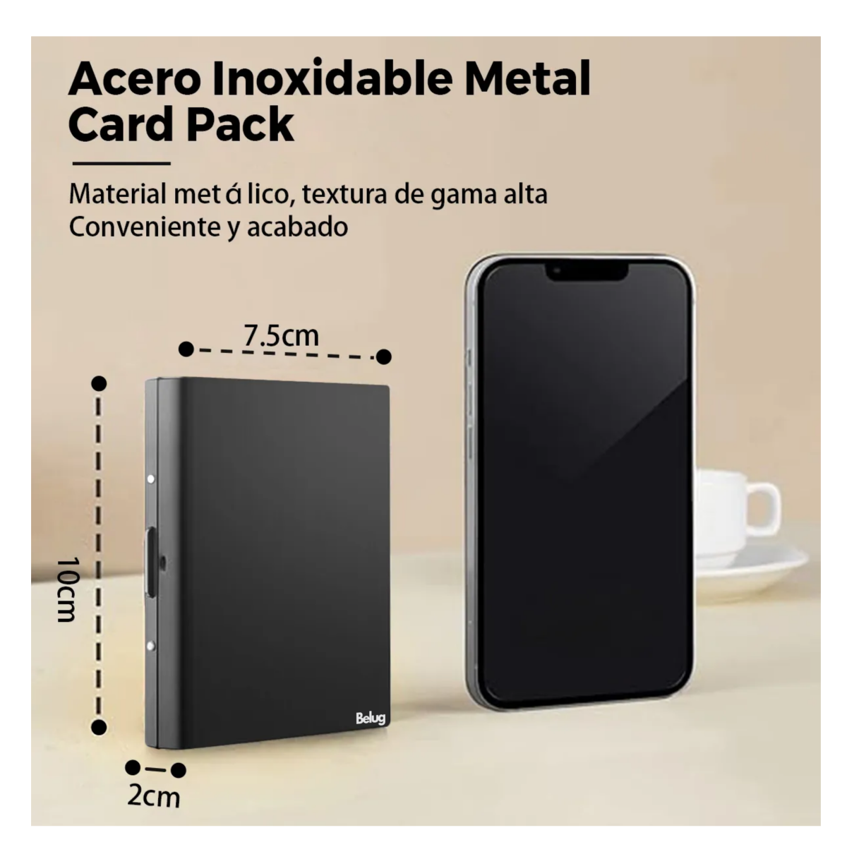 Foto 5 pulgar | Tarjetero De Acero Inoxidable 1pz Belug  Negro