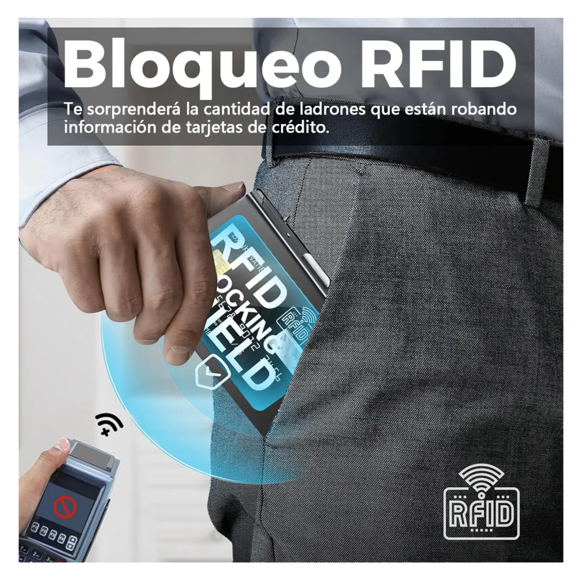 Foto 6 pulgar | Tarjetero De Acero Inoxidable 1pz Belug  Negro