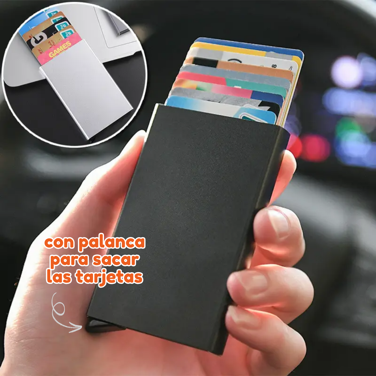 Foto 2 | Tarjetero Metálico Elegante Anti Clonación Rfid Con Palanca