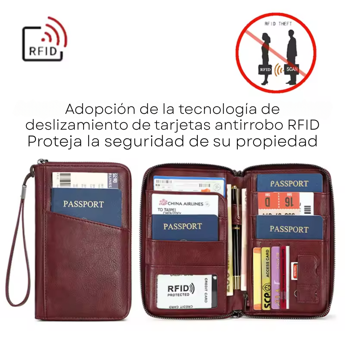 Foto 4 pulgar | Cartera Porta Pasaporte Tarjetas Bolsa Viaje Protección Rfid