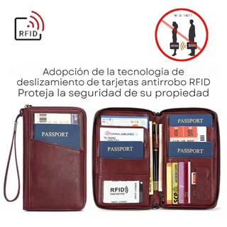 Foto 3 | Cartera Porta Pasaporte Tarjetas Bolsa Viaje Protección Rfid