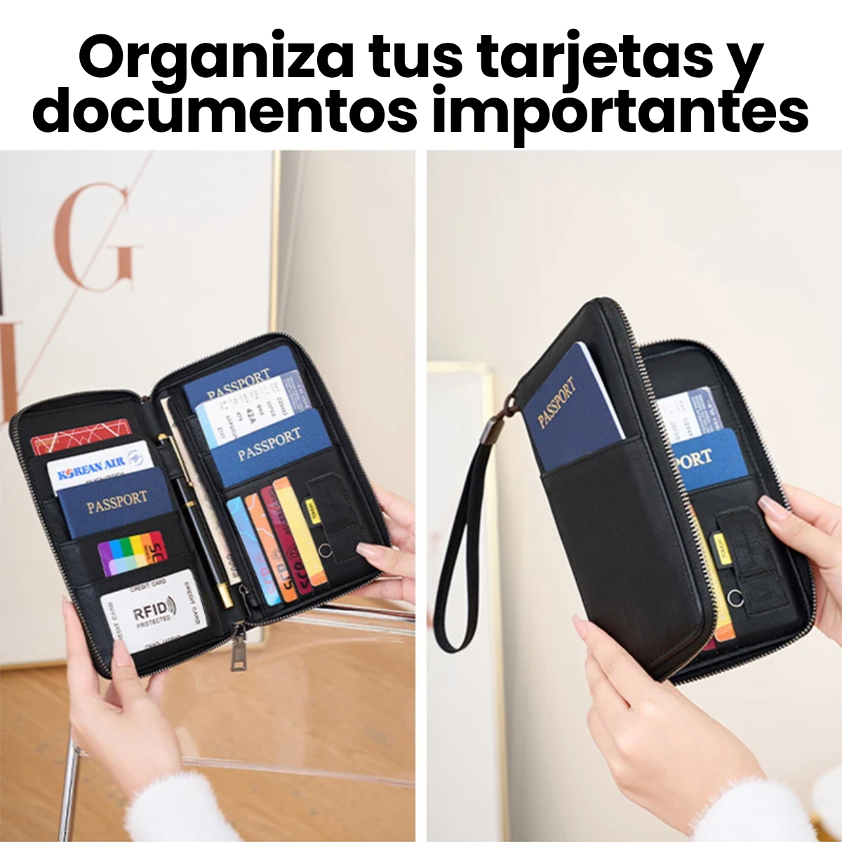 Foto 6 | Cartera Porta Pasaporte Tarjetas Bolsa Viaje Protección Rfid