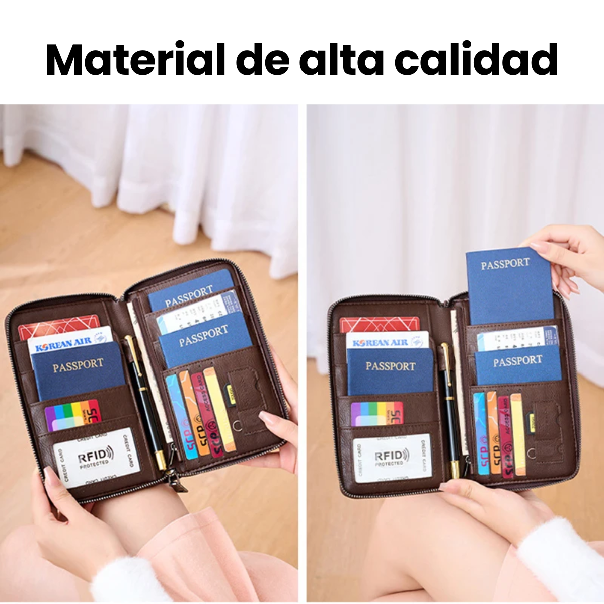 Foto 8 pulgar | Cartera Porta Pasaporte Tarjetas Bolsa Viaje Protección Rfid