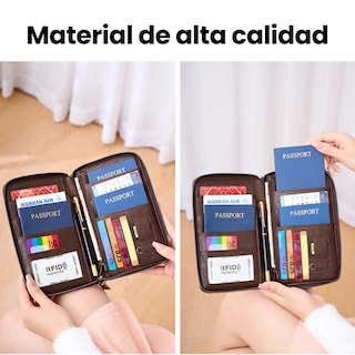 Foto 7 | Cartera Porta Pasaporte Tarjetas Bolsa Viaje Protección Rfid