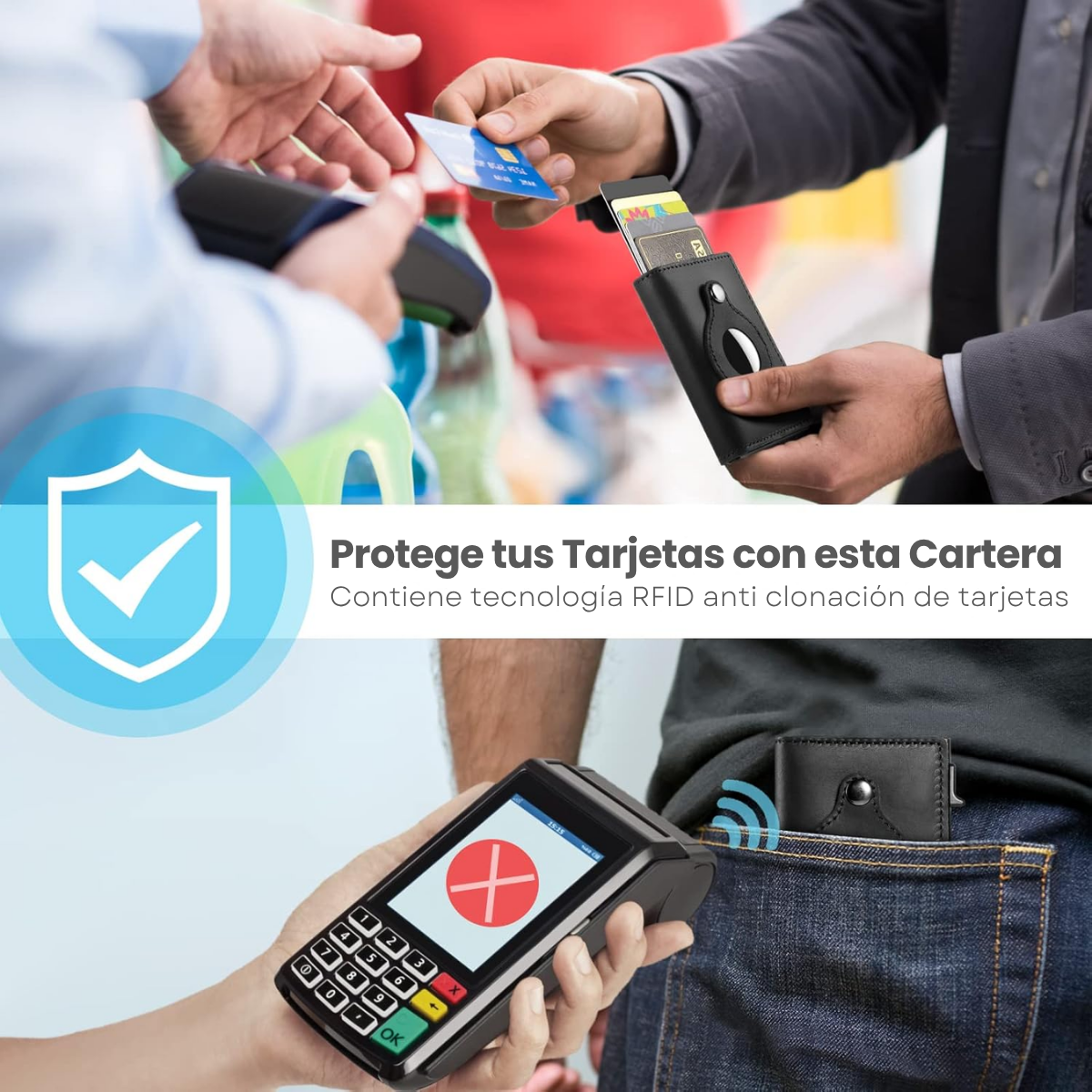 Foto 4 | Cartera Con Tarjetero Desplegable Magnético Protección Rfid