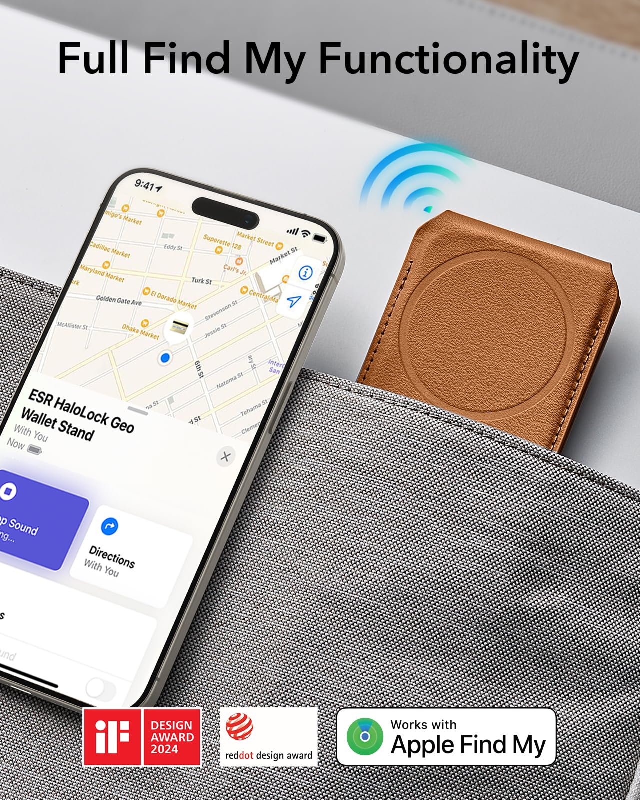 Foto 3 pulgar | Cartera Magsafe Esr Magnetic Geo Con Pantalla Completa Find My Brown Para Iphone - Venta Internacional.