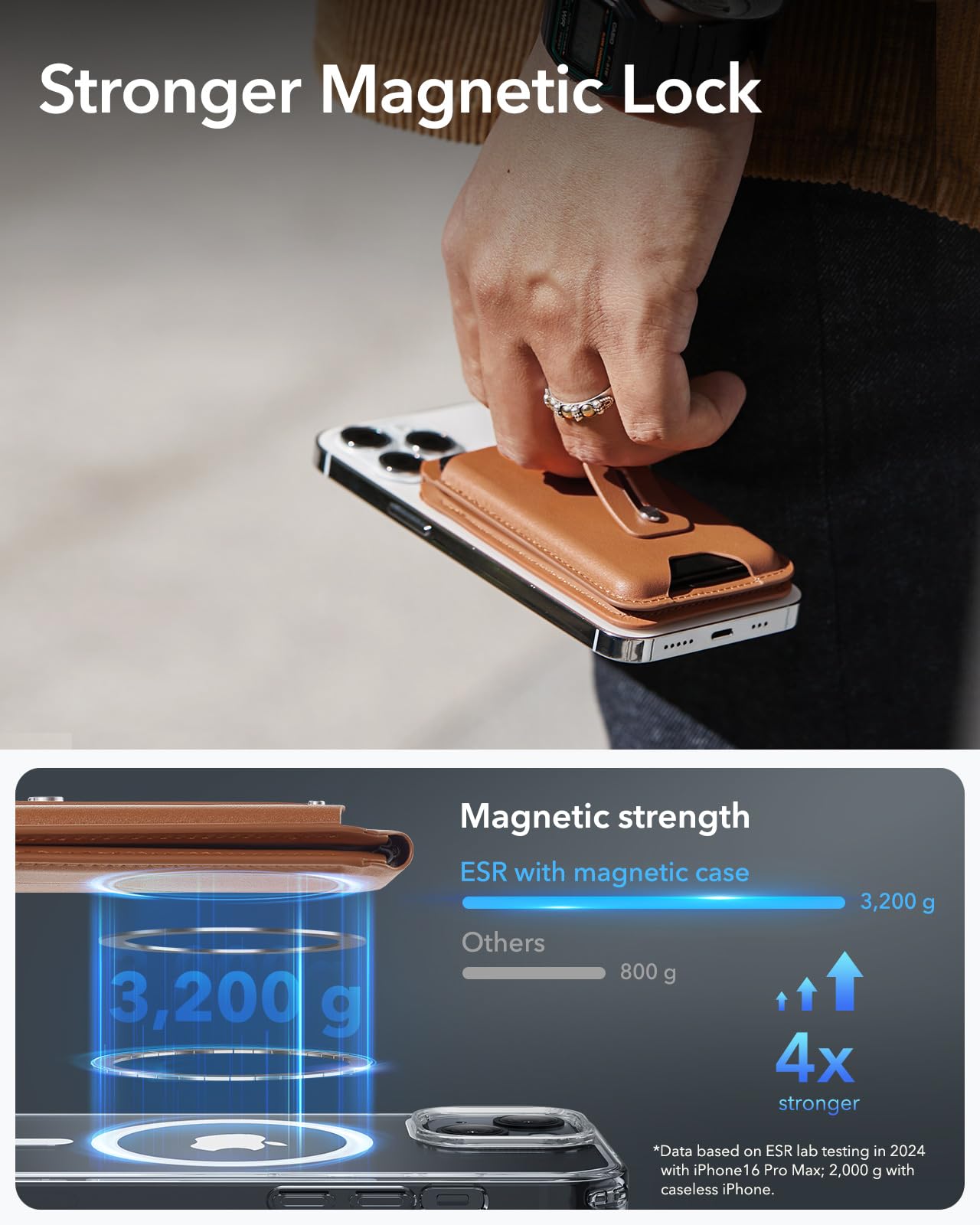Foto 4 pulgar | Cartera Magsafe Esr Magnetic Geo Con Pantalla Completa Find My Brown Para Iphone - Venta Internacional.