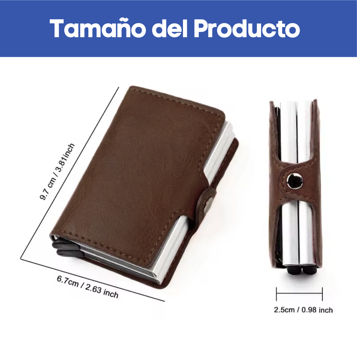 Foto 3 | Cartera Palanca Doble Despliega Tarjeta Con Protección Rfid