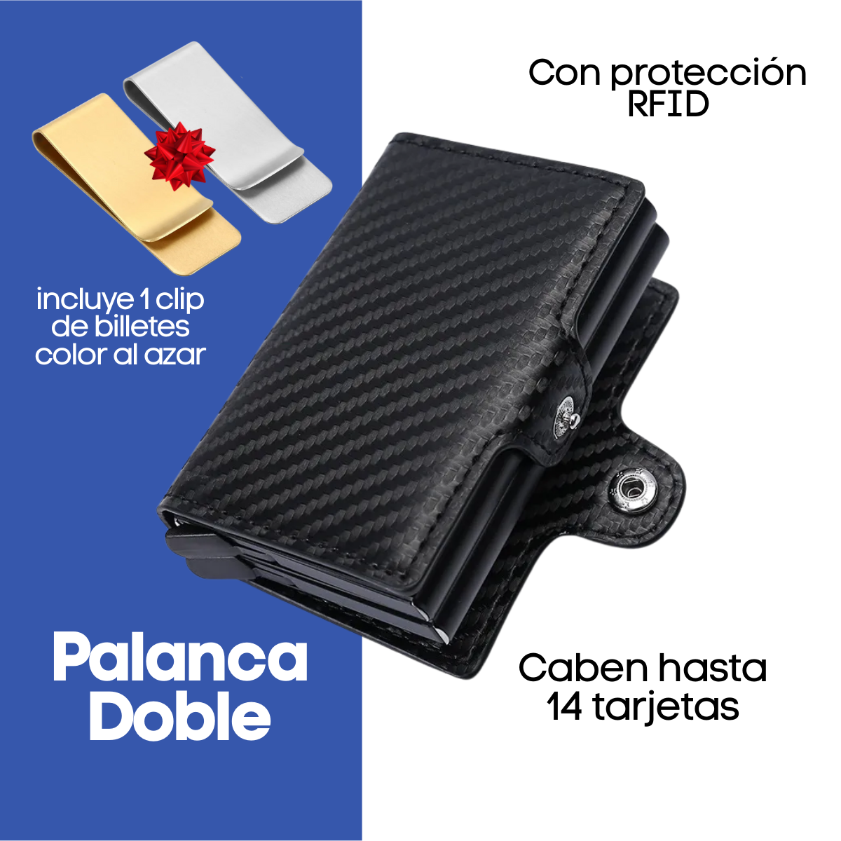 Foto 5 pulgar | Cartera Palanca Doble Despliega Tarjeta Con Protección Rfid