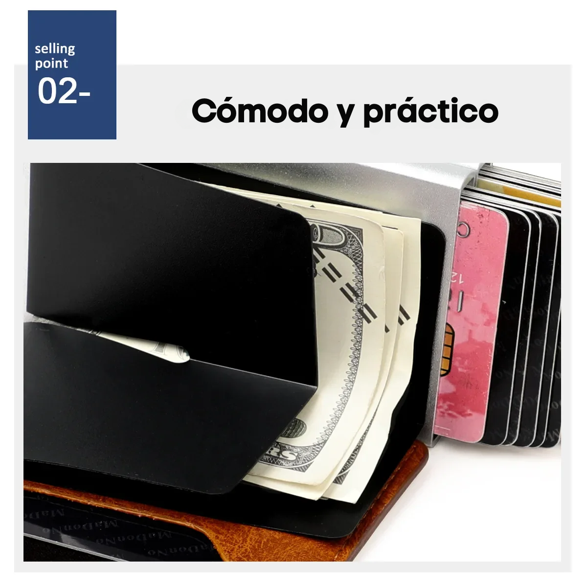 Foto 7 | Cartera Palanca Doble Despliega Tarjeta Con Protección Rfid