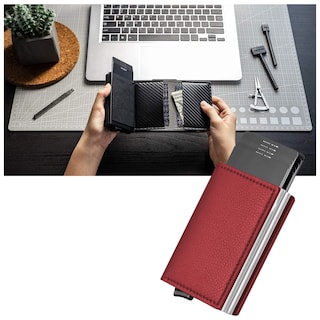 Foto 4 | Cartera con Tarjetero de Aluminio Protección Rfid color Rojo para Hombre