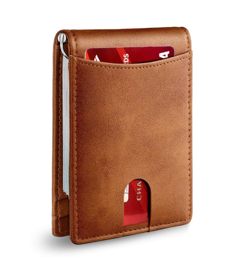 Foto 2 pulgar | Cartera Minimalista Funbu con Protección Marrón Liso para Hombre