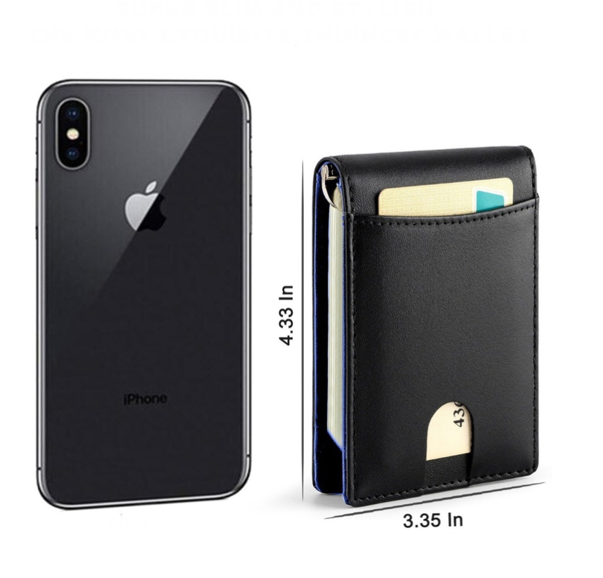Foto 3 pulgar | Cartera Minimalista Para Hombre Con Protección Naranja Liso