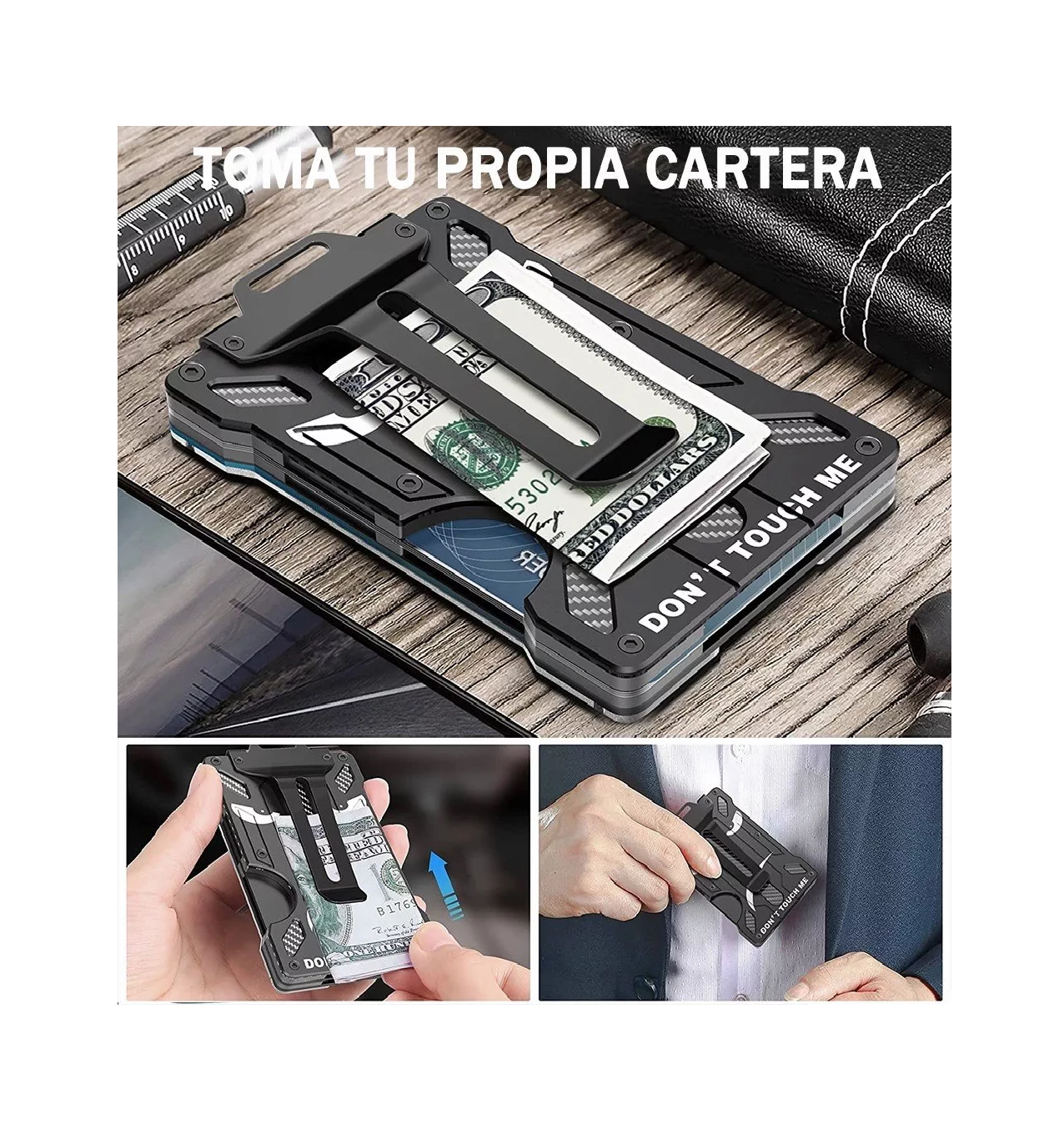 Foto 4 pulgar | Cartera Rfid Belug de Fibra de Carbono Negro