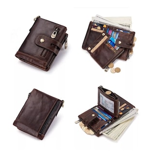 Foto 4 | Cartera RFID Bloqueo con Cadena Antirrobo para Hombres Café