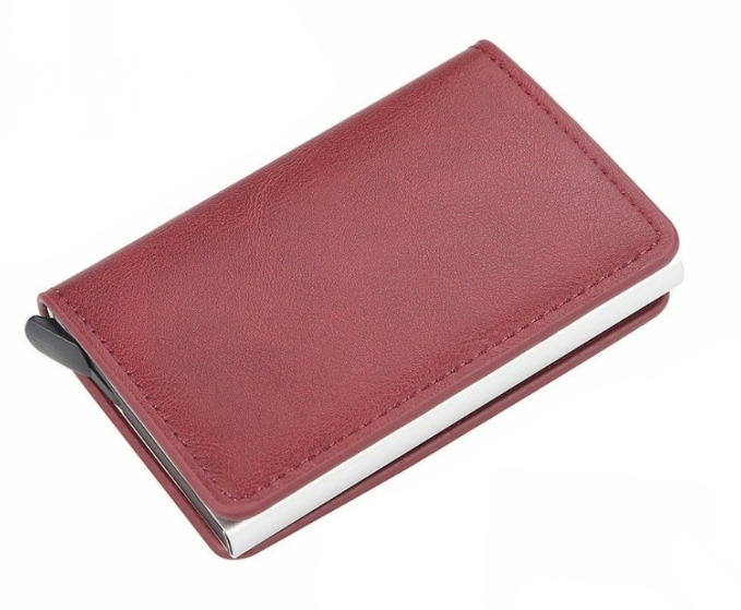 Foto 1 | Cartera Tarjetero Minimalista con Protección Roja para Hombre