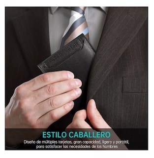 Foto 2 | Cartera Caballero Billetera Corta Hombre Con Monedero, Negro