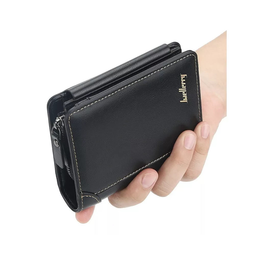 Foto 4 pulgar | Cartera Tarjetas Billetera De Lujo Cuero Hombre Tres Carpeta, Negro