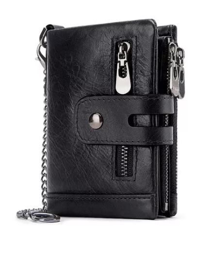 Foto 2 pulgar | Cartera con Cadena Antirrobo Negra para Hombre