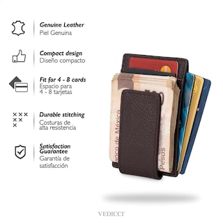 Foto 2 | Cartera De Piel Con Clip Magnético Para Billetes Vedicci