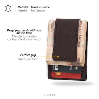 Foto 5 | Cartera De Piel Con Clip Magnético Para Billetes Vedicci