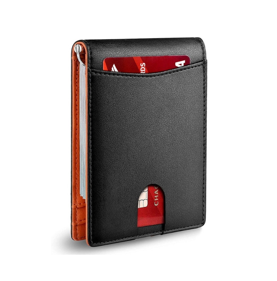 Foto 2 pulgar | Cartera Minimalista Para Hombre Con Protección Rfid Naranja
