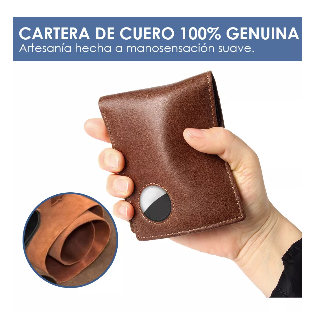 Foto 6 pulgar | Cartera de Cuero Tarjetero con RDIF Bloqueo color Marrón para Hombre