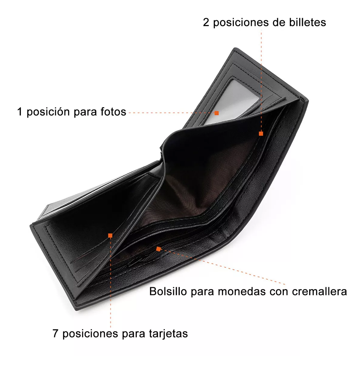 Foto 6 pulgar | Cartera Belug Negra PU para Hombre