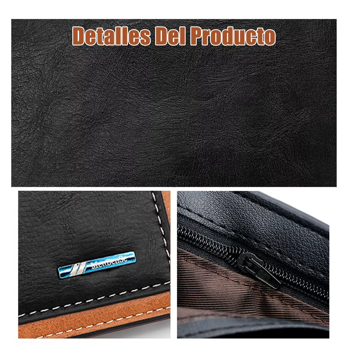 Foto 3 pulgar | Cartera De Gran Capacidad Pu Billeteras Negro para Hombre