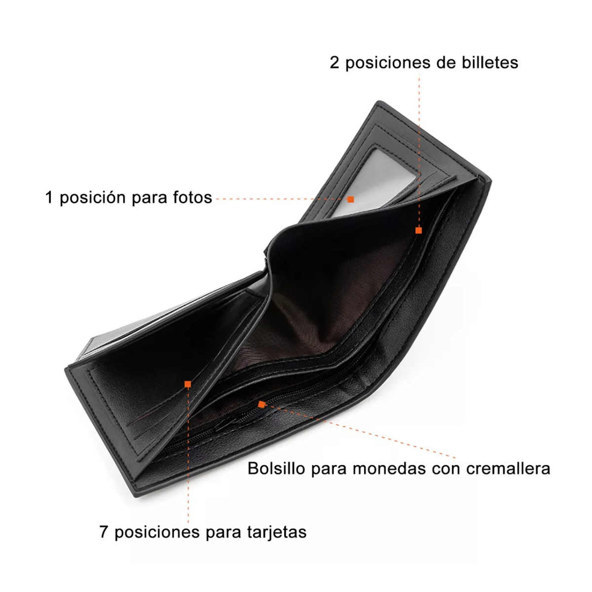 Foto 5 pulgar | Cartera Para Hombre De Gran Capacidad Pu Billeteras Deep Coffee