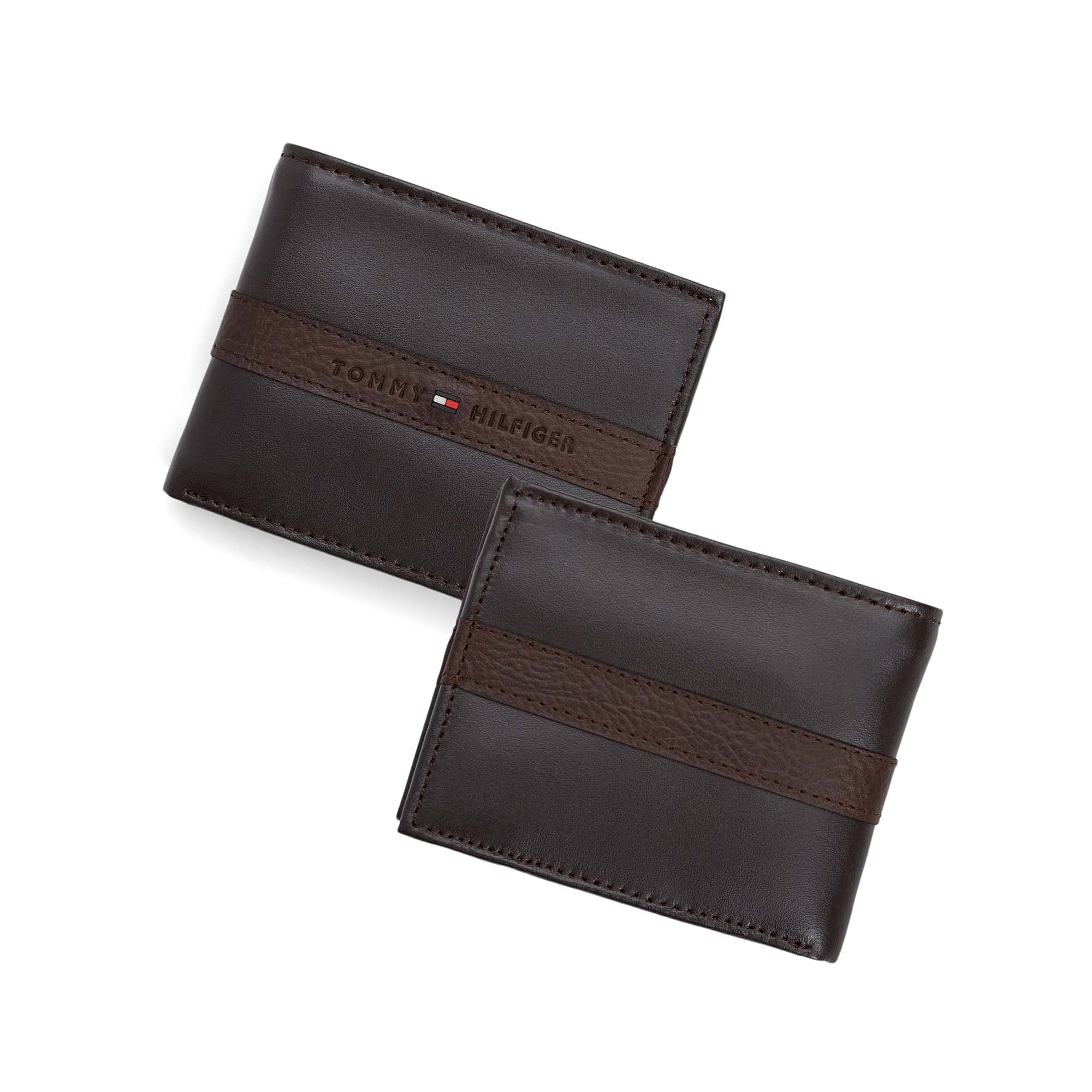 Foto 6 pulgar | Cartera Tommy Hilfiger de Piel Doble Pliegue Marrón - Venta Internacional