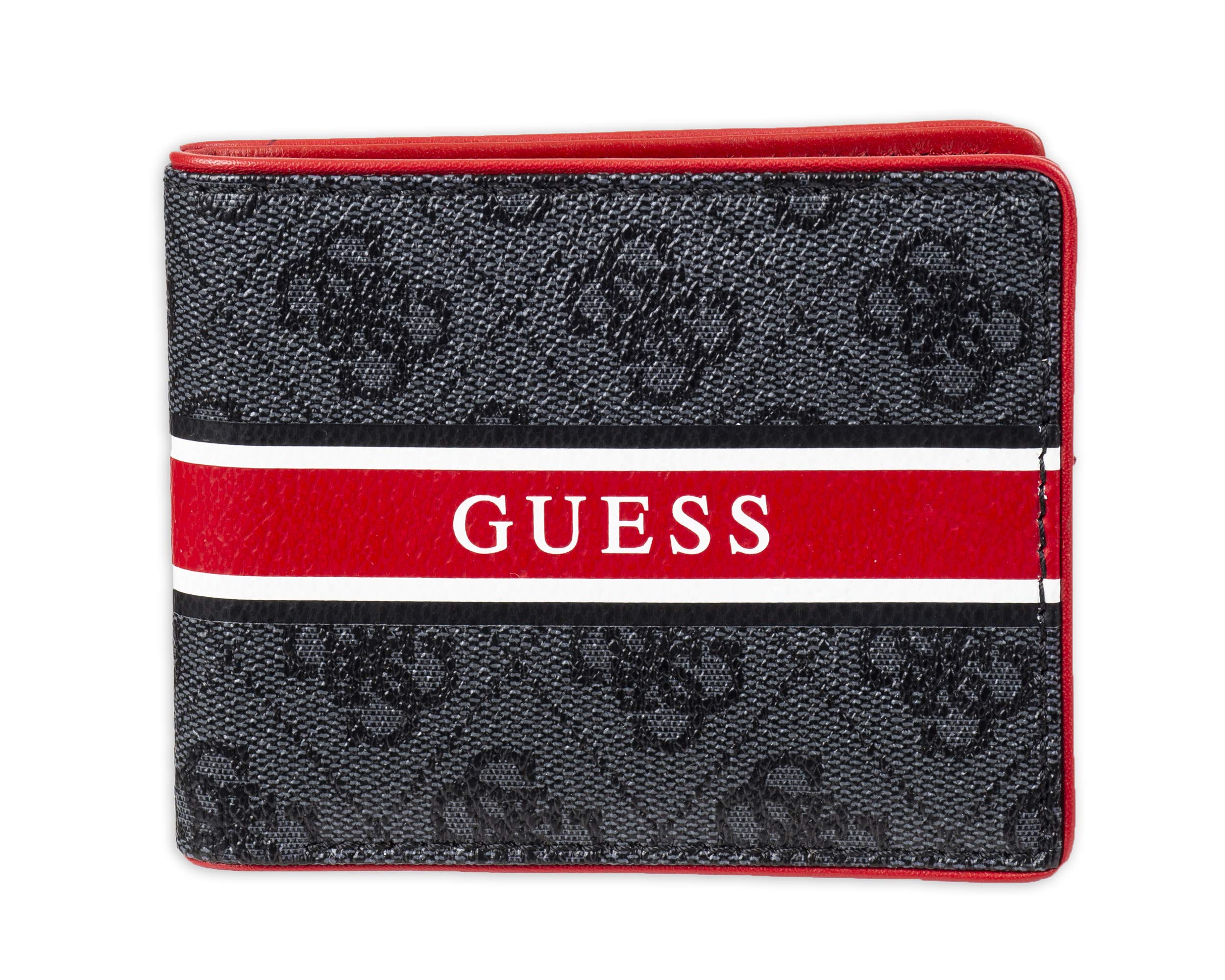 Foto 2 pulgar | Cartera Guess de Piel para Hombre color Carbón/Rojo - Venta Internacional