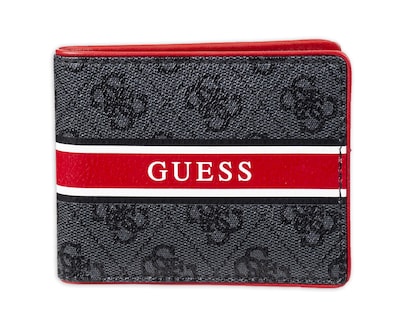 Foto 1 | Cartera Guess de Piel para Hombre color Carbón/Rojo - Venta Internacional