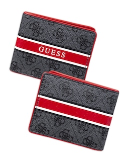 Foto 2 | Cartera Guess de Piel para Hombre color Carbón/Rojo - Venta Internacional
