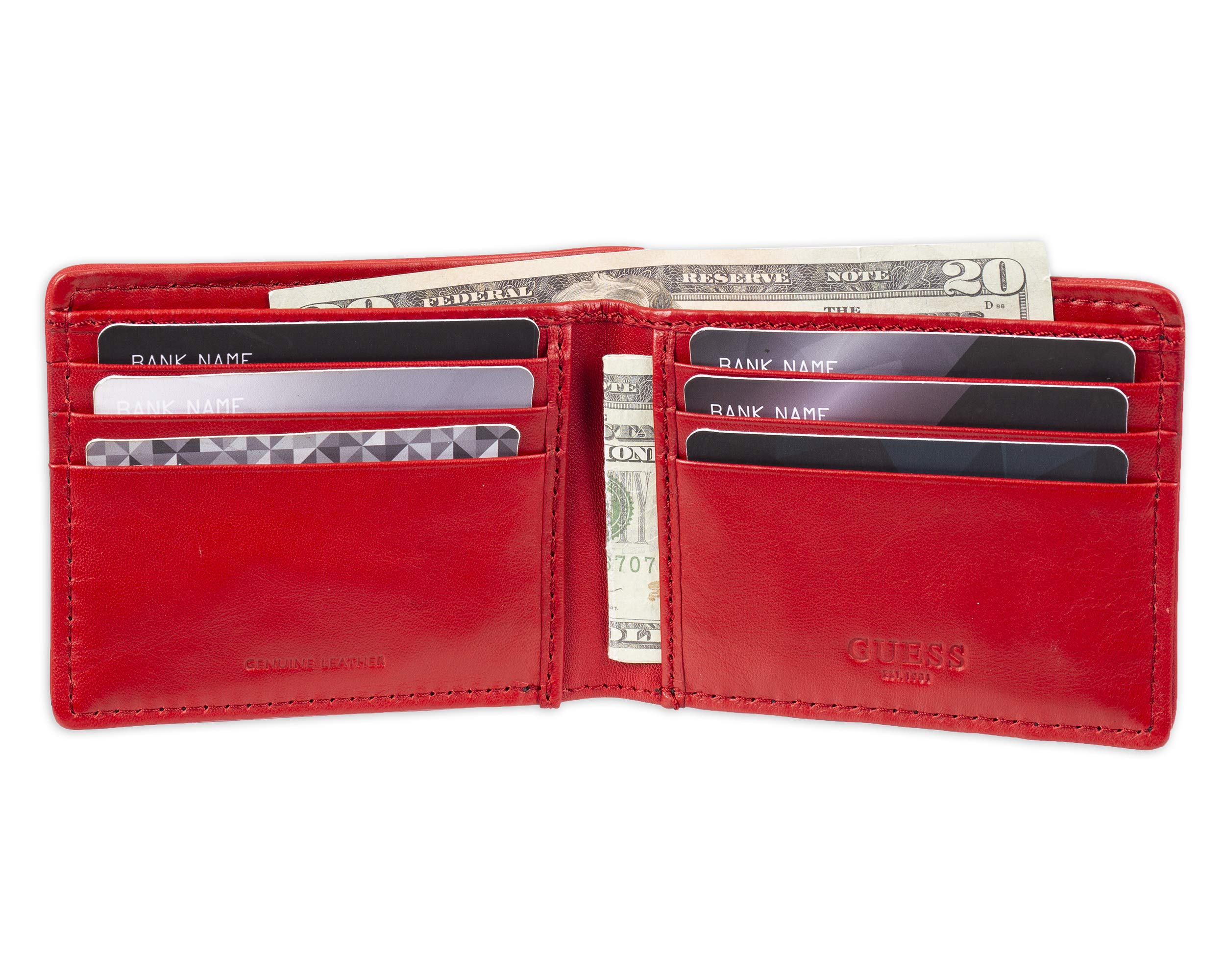 Foto 4 | Cartera Guess de Piel para Hombre color Carbón/Rojo - Venta Internacional