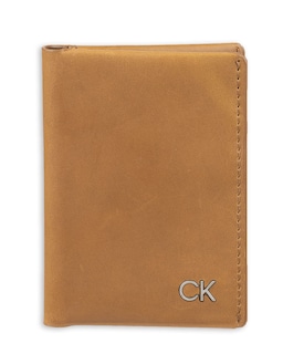 Foto 1 | Cartera Calvin Klein Minimalista con Doble Pliegue Rfid Piel Bronceada - Venta Internacional