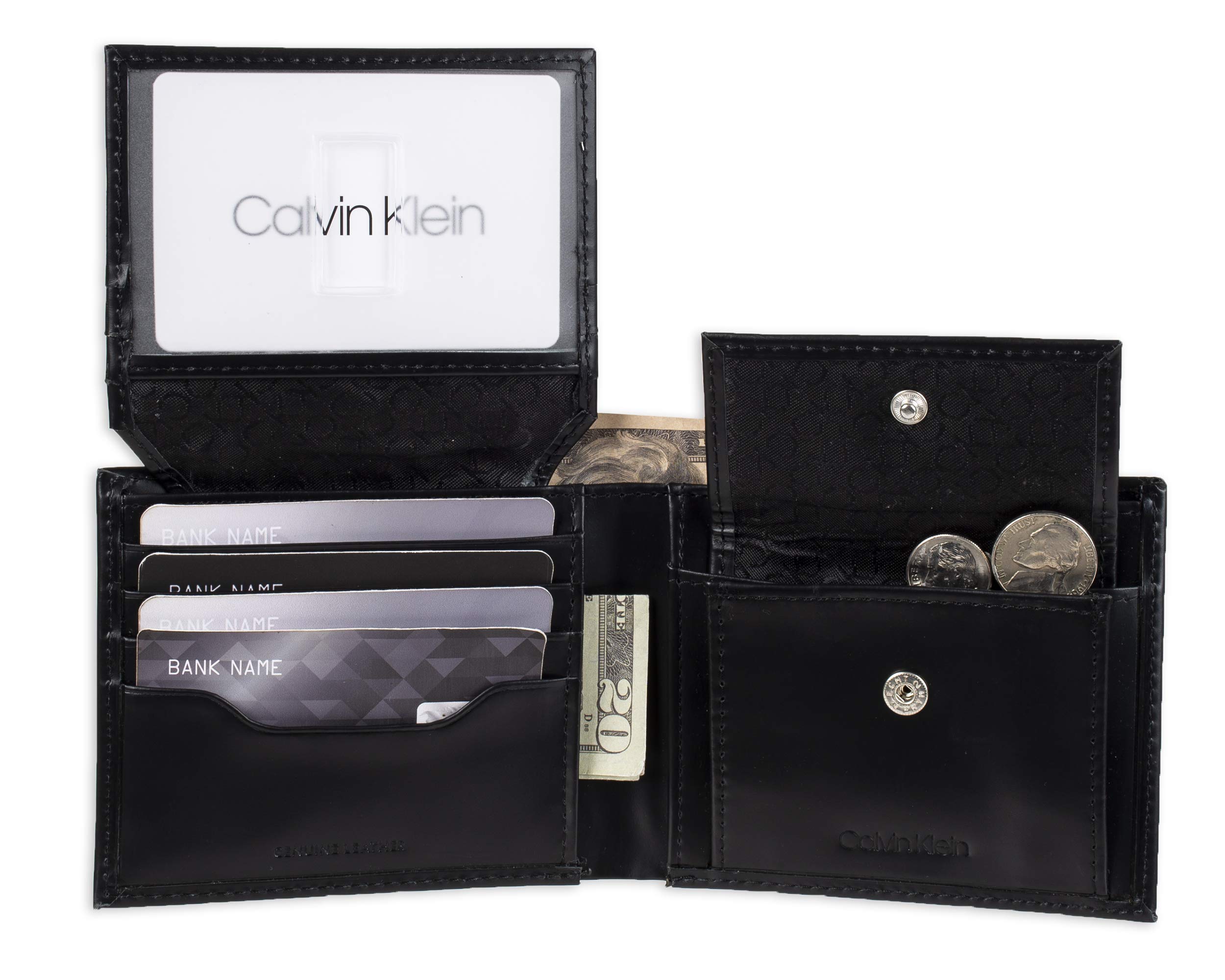 Foto 5 pulgar | Set de Tarjeteros Minimalistas Calvin Klein Negra de Piel - Venta Internacional