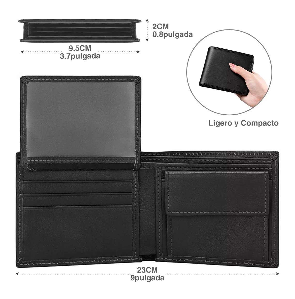 Foto 4 pulgar | Cartera con protección RFID para Hombre Negro