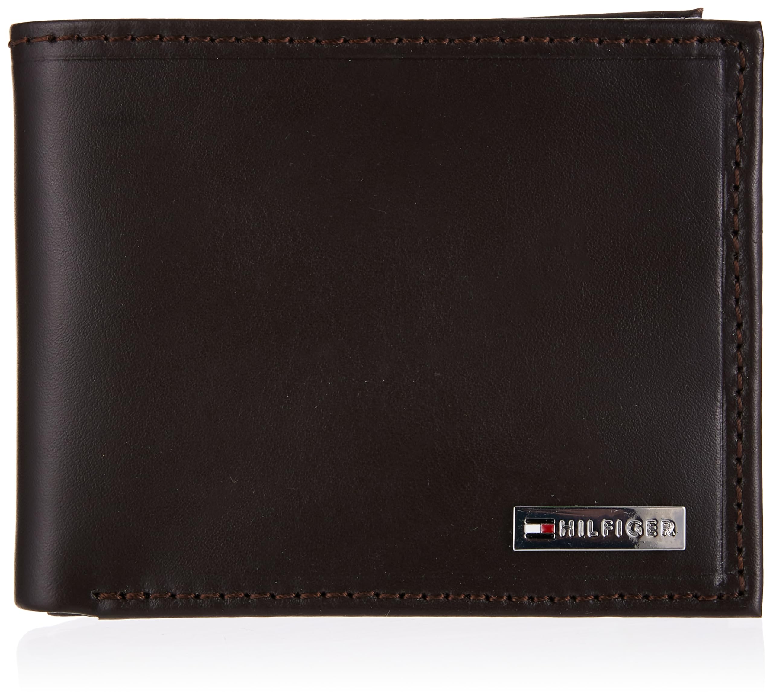 Billetera Tommy Hilfiger Passcase Con Placa Marrón Para Hombre - Venta Internacional.